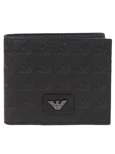 Emporio Armani Embossed Eagle All Over Wallet In Black