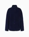 Emporio Armani Embossed Jacquard Bonded Terry-effect Chenille Jacket In Blue