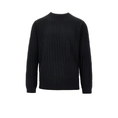 Emporio Armani Embossed Knit Crewneck Sweater In Black