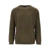 Emporio Armani Embossed Knit Crewneck Sweater In Green
