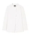 Emporio Armani Textured Fabric Single-breasted Jacket With Mandarin Collar In White