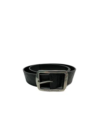 Emporio Armani Embossed Logo Belt In Black
