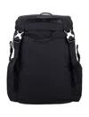 Emporio Armani Logo Embossed Nylon Backpack With Side Pockets In Black