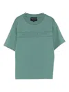 Emporio Armani Embossed-logo Cotton T-shirt In Green
