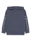 Emporio Armani Jacquard-logo-sleeve Hoodie In Blue