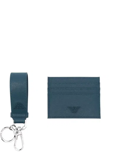 EMPORIO ARMANI EMBOSSED-LOGO KEYRING CARDHOLDER