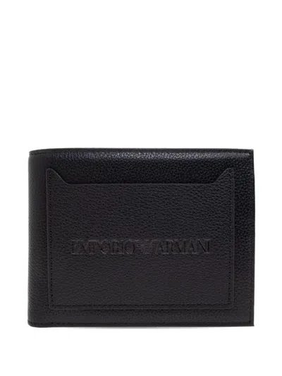 Emporio Armani Embossed-logo Leather Wallet In Black
