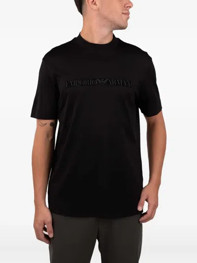 Emporio Armani Embossed Logo T-shirt In Black