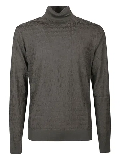 EMPORIO ARMANI EMBOSSED LOGO TURTLENECK SWEATER