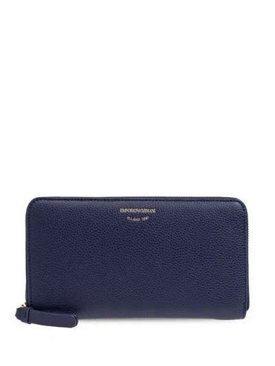 Emporio Armani Embossed Logo Wallet In Blue