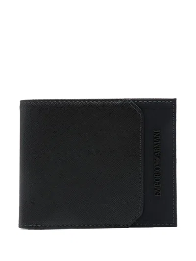 Emporio Armani Embossed-logo Wallet In Blue