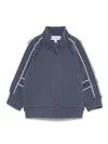 Emporio Armani Embossed-logo Zip-up Sweatshirt In Blue