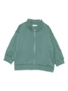 Emporio Armani Embossed-logo Zip-up Sweatshirt In Green