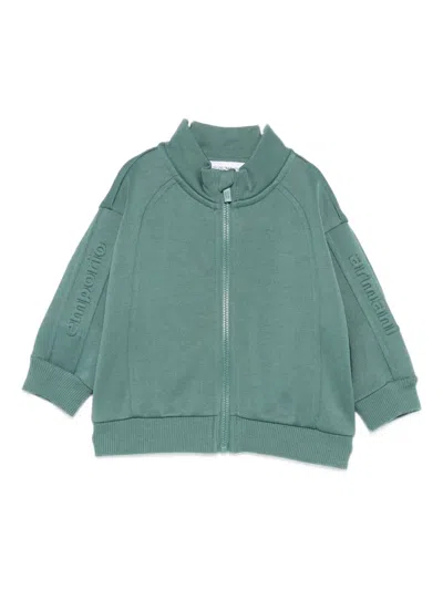 Emporio Armani Babies' Embossed-logo Zip-up Sweatshirt In Green