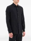 Emporio Armani Cotton Poplin Shirt With Buttoned Cuffs And Curved Hem In Black