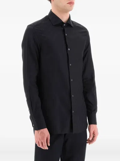 Emporio Armani Embossed-pattern Shirt In Black