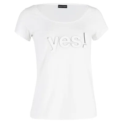 Emporio Armani Embossed Yes T-shirt In White Cotton