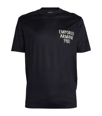Emporio Armani Embroidered 1981 T-shirt In Blue