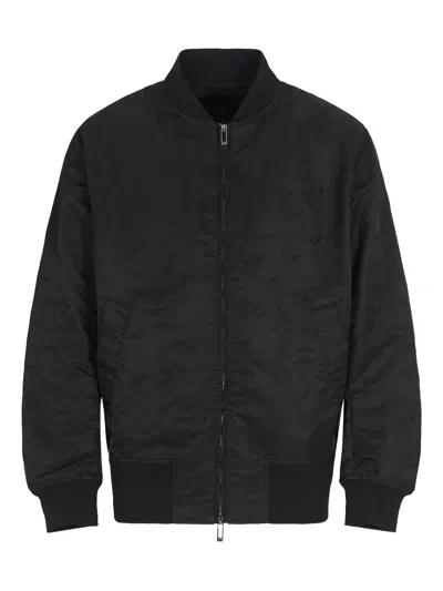 Emporio Armani Embroidered Bomber Jacket In Black
