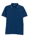 Emporio Armani Logo Cotton Polo Shirt In Blue