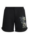 Emporio Armani Embroidered Cotton Shorts In Black