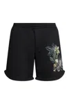 Emporio Armani Embroidered Cotton Shorts In Black