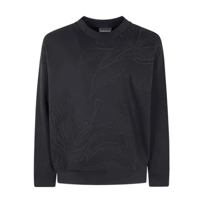 Emporio Armani Embroidered-design Sweatshirt In Black