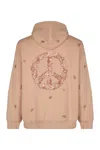 Emporio Armani Pure Cotton Sweatshirt With Floral Peace Sign Motifs In Pink