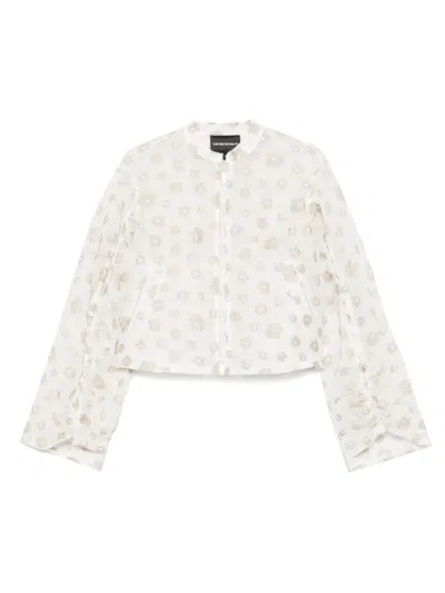 Emporio Armani Florwer Embroidered Blouse In Neutral