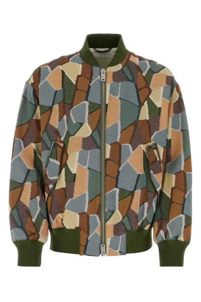 Emporio Armnai Multi Color Jacquard Bomber Jacket In Multicolor