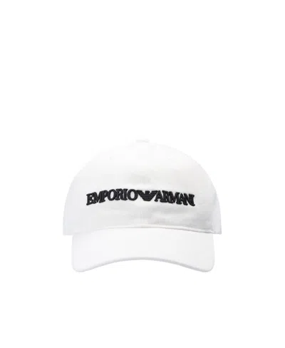 Emporio Armani Embroidered Logo Baseball Cap In White