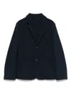 Emporio Armani Embroidered-logo Blazer In Blue