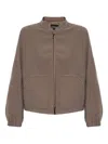 Emporio Armani Embroidered-logo Bomber Jacket In Brown