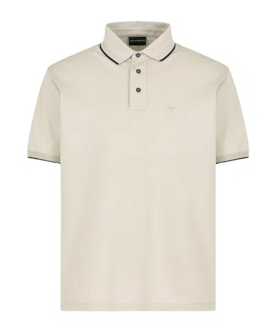 Emporio Armani Embroidered-logo Cotton Polo Shirt In White