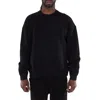 Emporio Armani Crew Neck Cotton Blend Sweatshirt With Ribbed Cuffs In Black