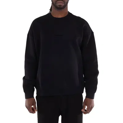 Emporio Armani Embroidered Logo Crew Neck Sweatshirt In Black