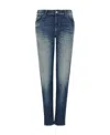 Emporio Armani Embroidered-logo Denim Trousers
