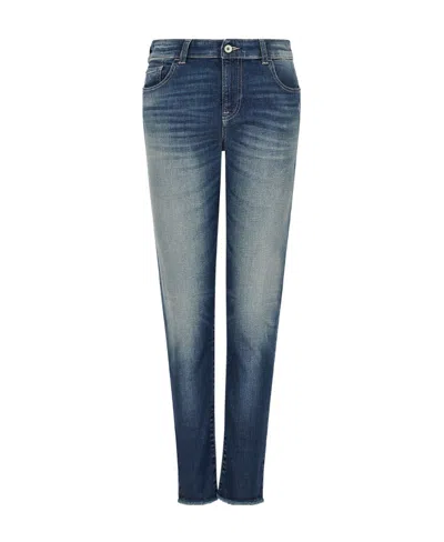 Emporio Armani Embroidered-logo Denim Trousers