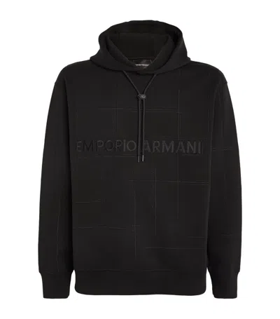 Emporio Armani Embroidered Logo Hoodie In Black