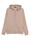 Emporio Armani Cotton Blend Loungewear Hoodie In Brown