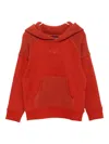 Emporio Armani Embroidered-logo Panelled Hoodie In Red