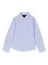 Emporio Armani Embroidered Logo Pinstripe Shirt In Blau