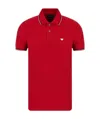 Emporio Armani Polo In Cotone Stretch Rosso Uomo In Red