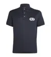Emporio Armani Embroidered Logo Polo Shirt In Blue