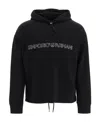Emporio Armani Logo-embroidered Cotton-blend Hoodie In Black