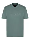 Emporio Armani Green Logo Embroidery T-shirt In Blue