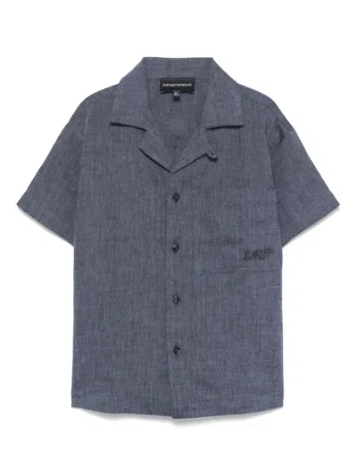 Emporio Armani Kids' Embroidered-logo Shirt In Blue