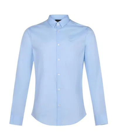 Emporio Armani Embroidered Logo Shirt In Blue