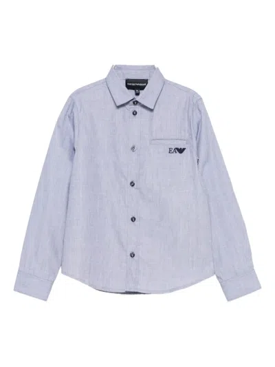 Emporio Armani Kids' Embroidered-logo Shirt In Gray
