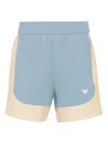 Emporio Armani Embroidered-logo Shorts In Blue
